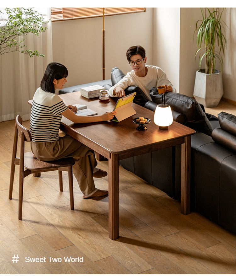 Black Walnut, Ash Solid Wood Dining Table.