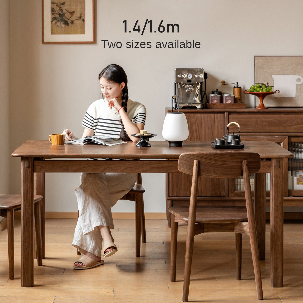 Black Walnut, Ash Solid Wood Dining Table.