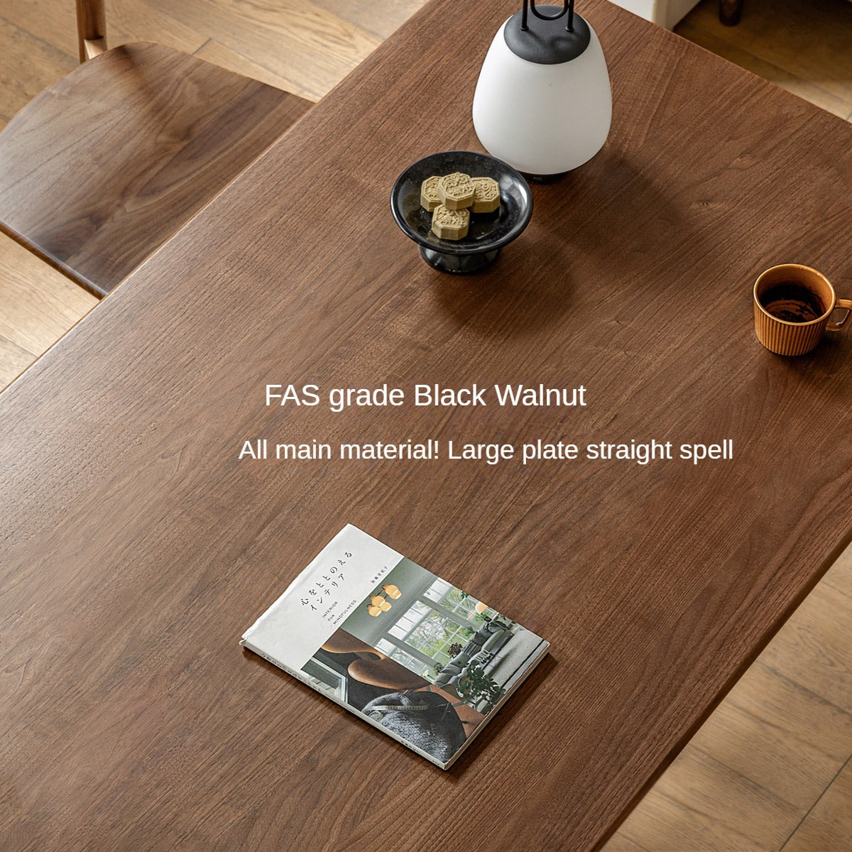 Black Walnut, Ash Solid Wood Dining Table.