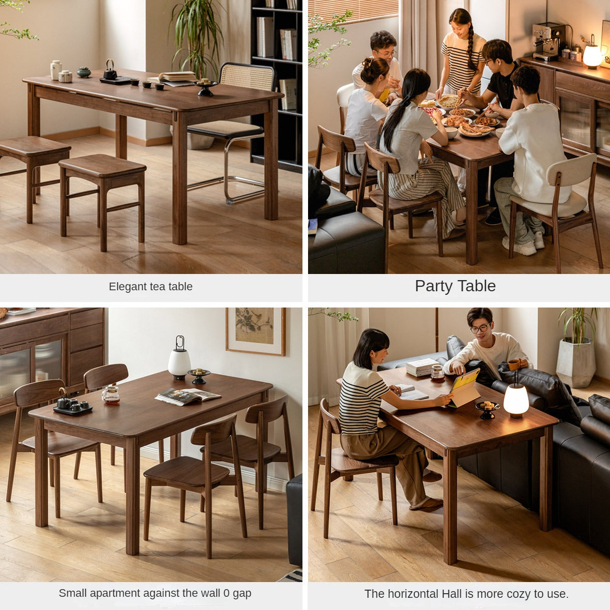 Black Walnut, Ash Solid Wood Dining Table.