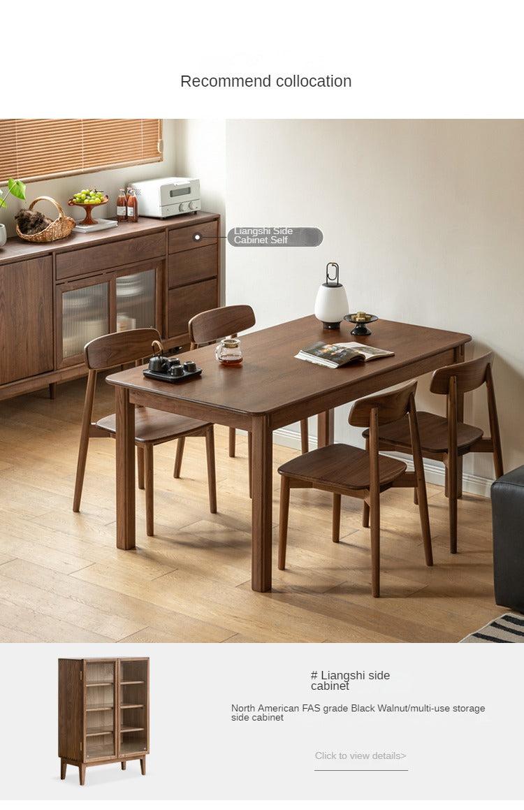 Black Walnut, Ash Solid Wood Dining Table.