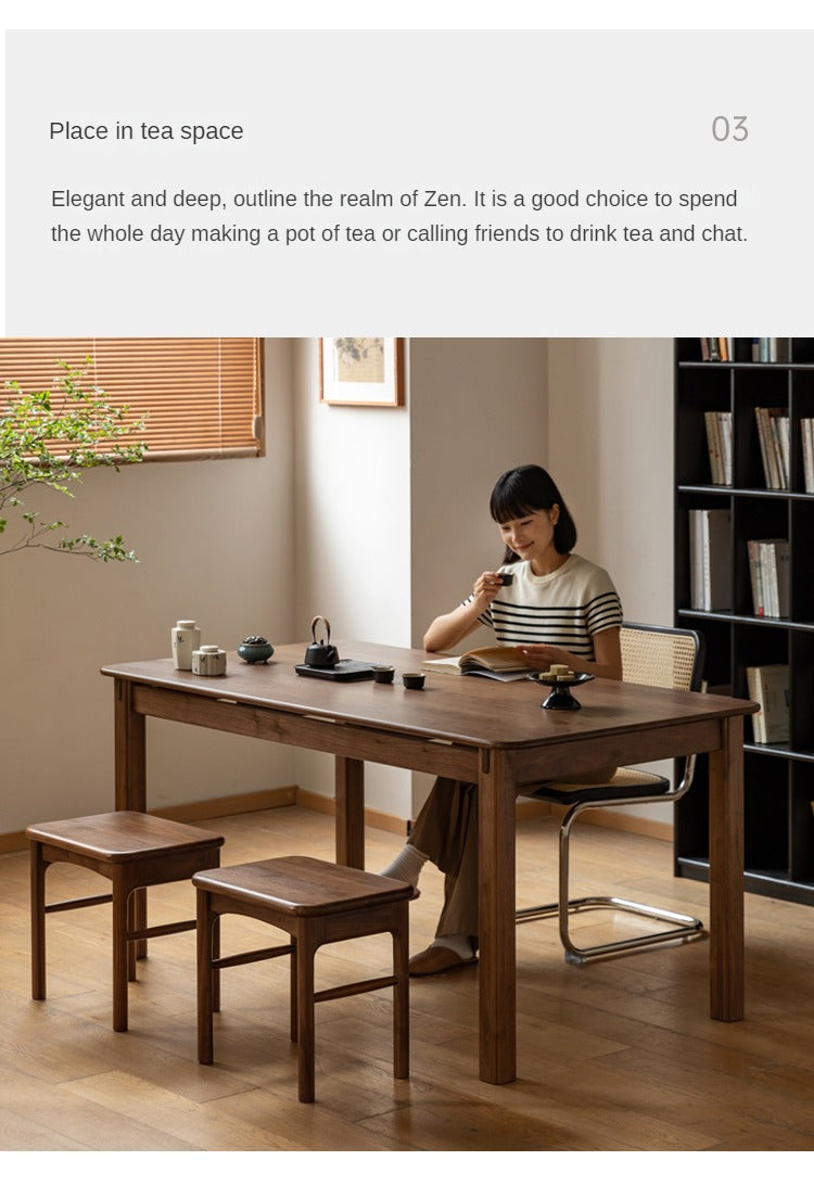 Black Walnut, Ash Solid Wood Dining Table.