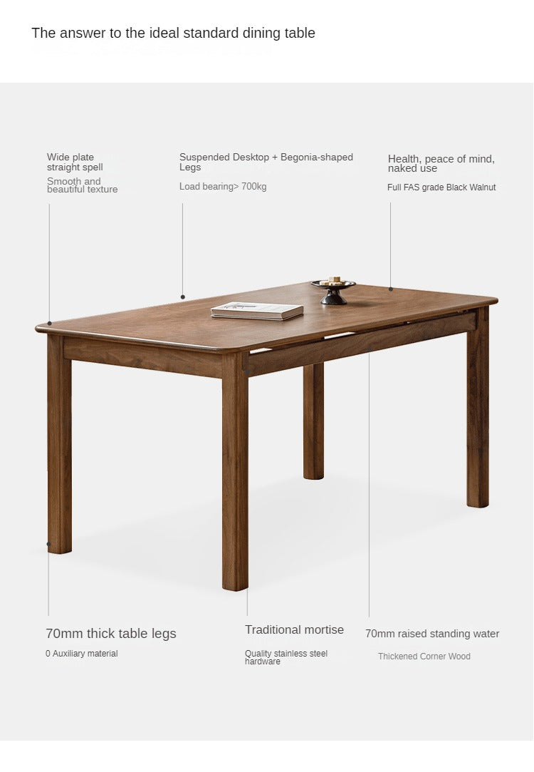 Black Walnut, Ash Solid Wood Dining Table.