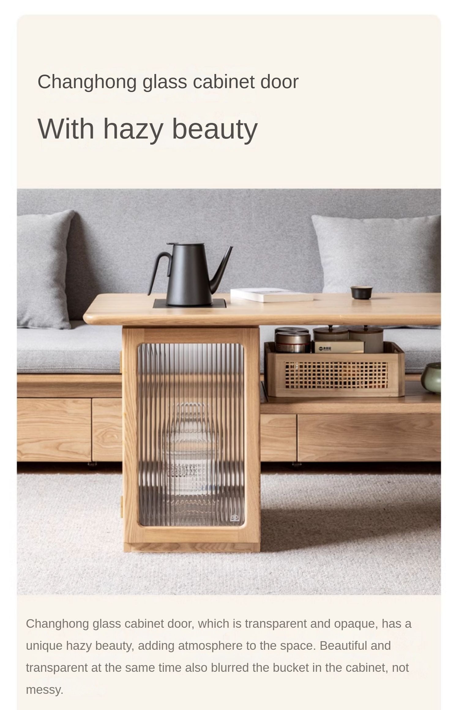 Ash Solid Wood Tea Cabinet With Tea Maker