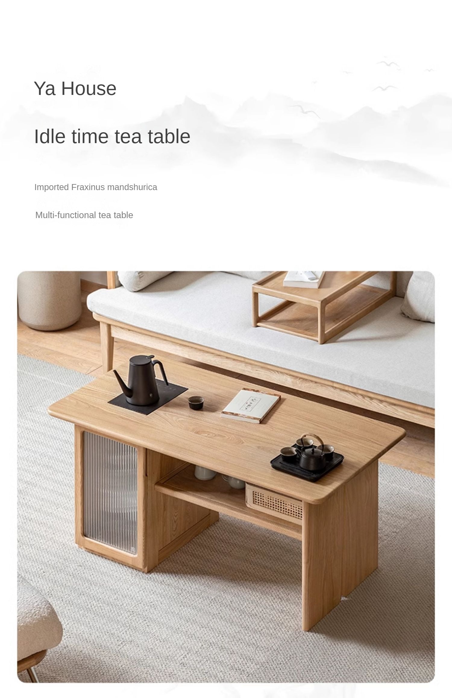 Ash Solid Wood Tea Cabinet With Tea Maker