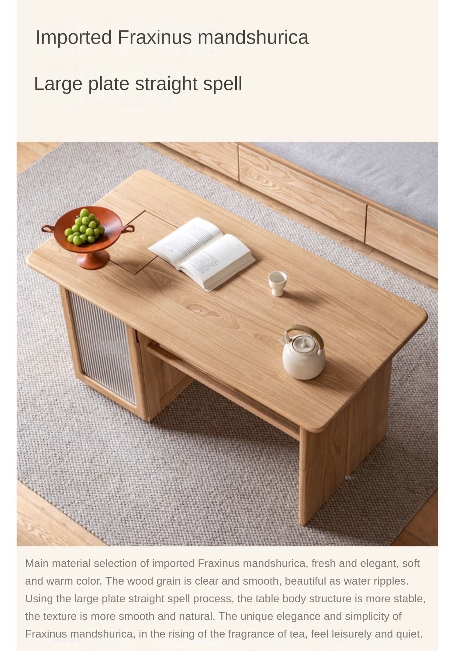 Ash Solid Wood Tea Cabinet With Tea Maker