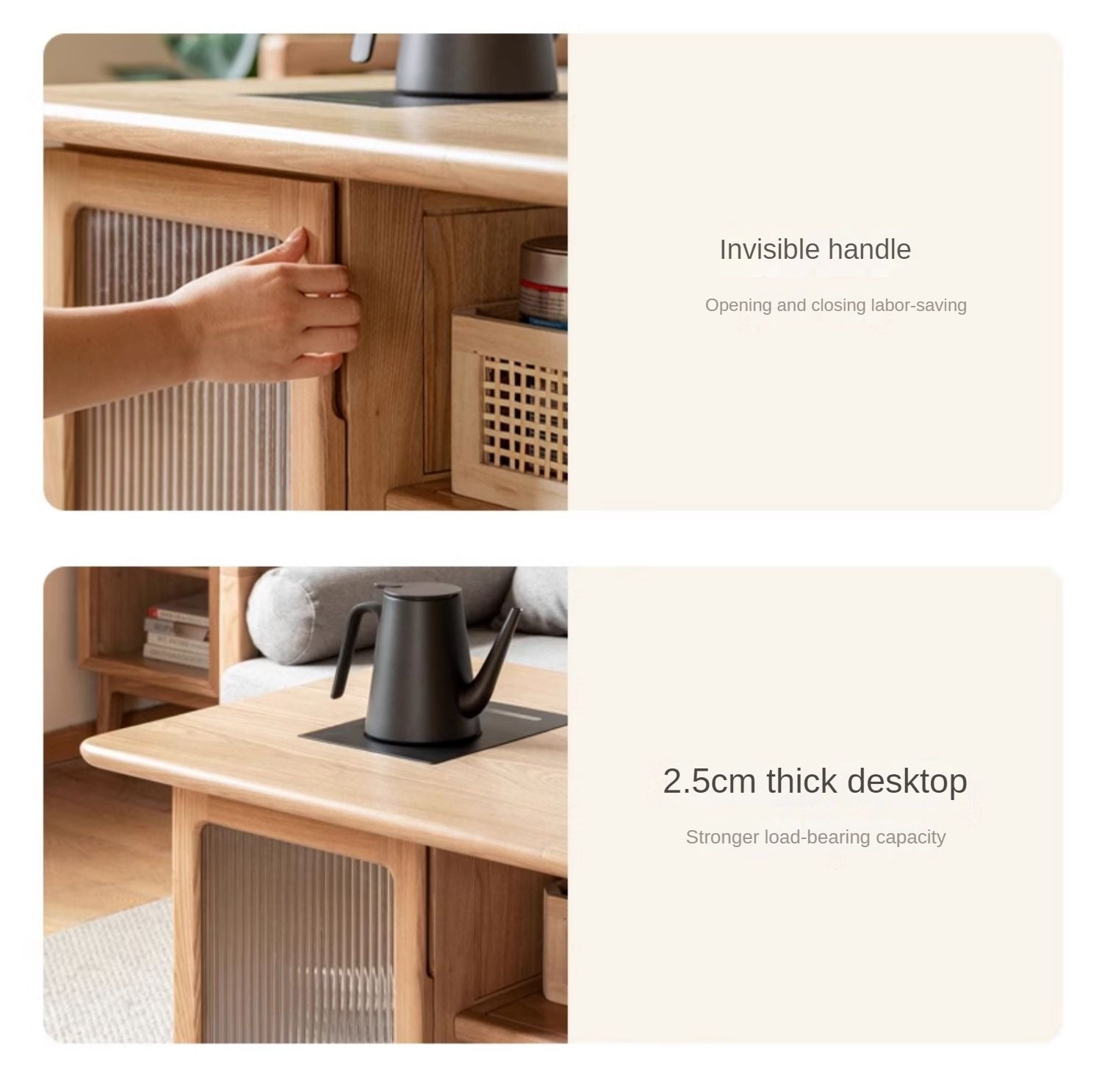 Ash Solid Wood Tea Cabinet With Tea Maker