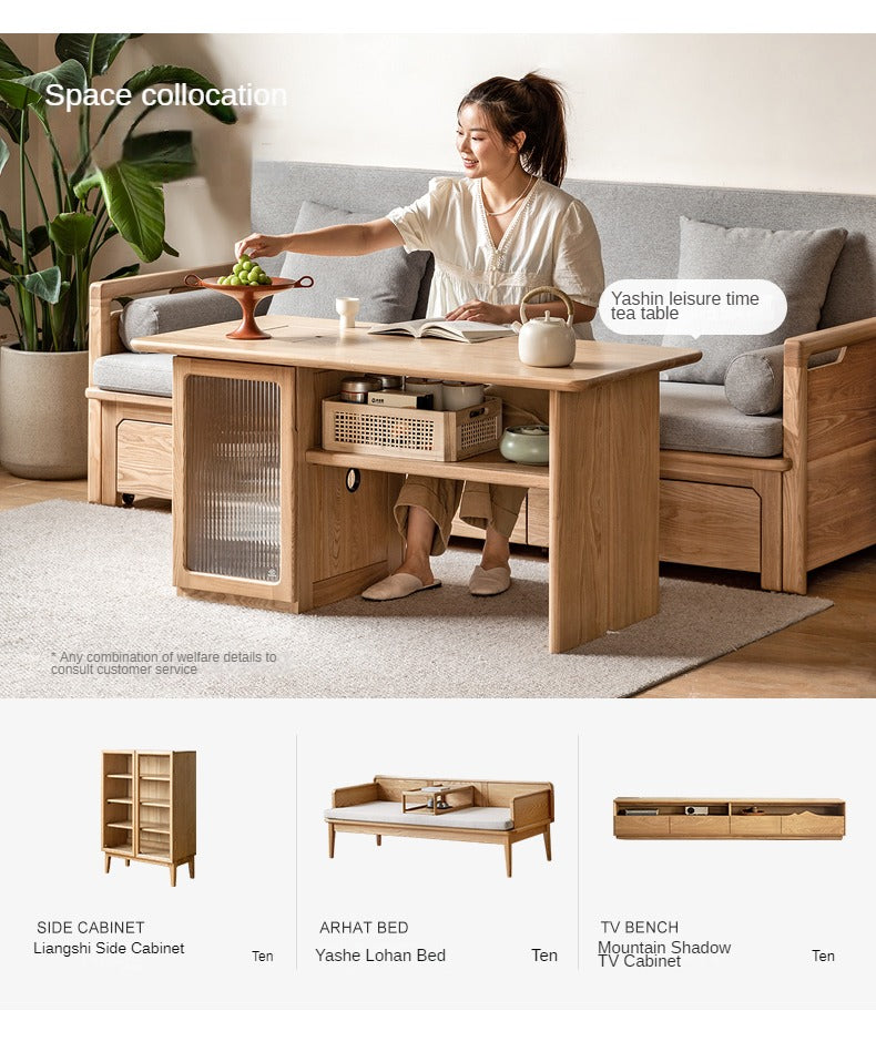 Ash Solid Wood Tea Cabinet With Tea Maker