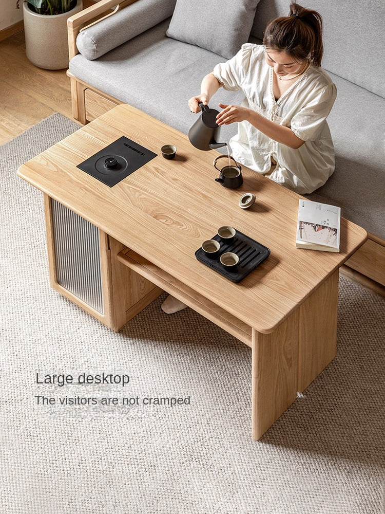 Ash Solid Wood Tea Cabinet With Tea Maker