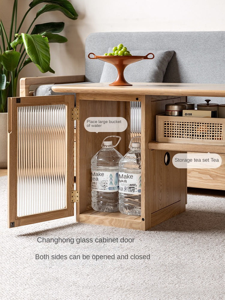Ash Solid Wood Tea Cabinet With Tea Maker