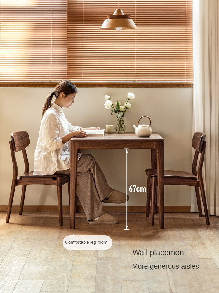 Black Walnut, Oak Solid Wood Square Rock Board Dining Table