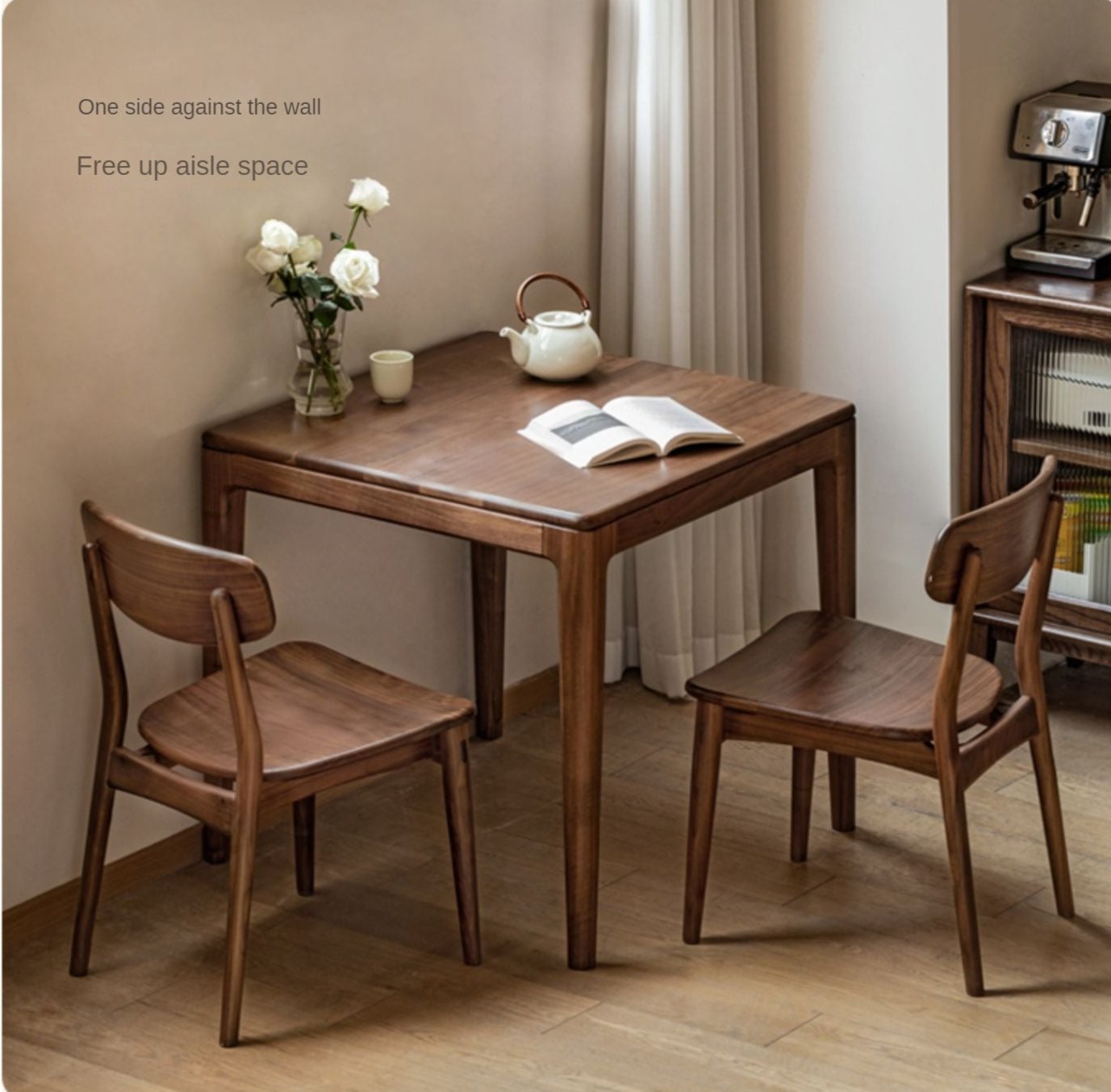 Black Walnut, Oak Solid Wood Square Rock Board Dining Table
