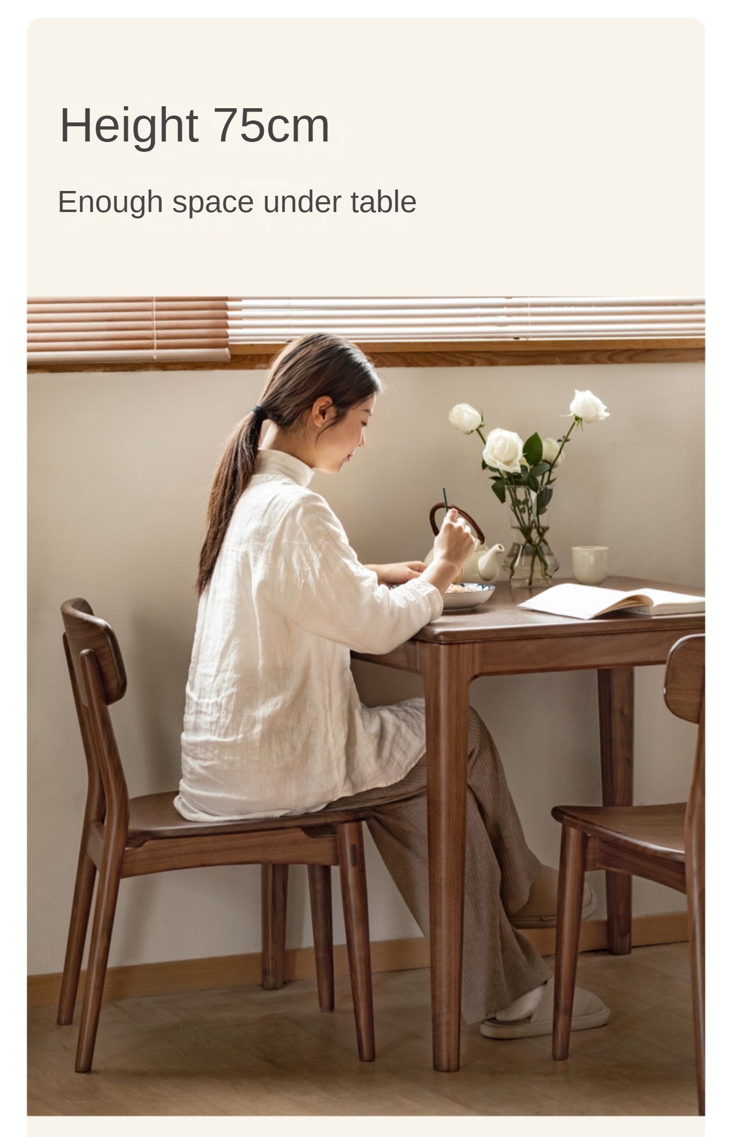 Black Walnut, Oak Solid Wood Square Rock Board Dining Table