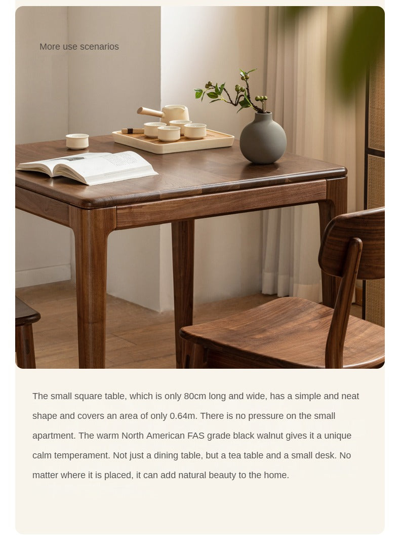 Black Walnut, Oak Solid Wood Square Rock Board Dining Table