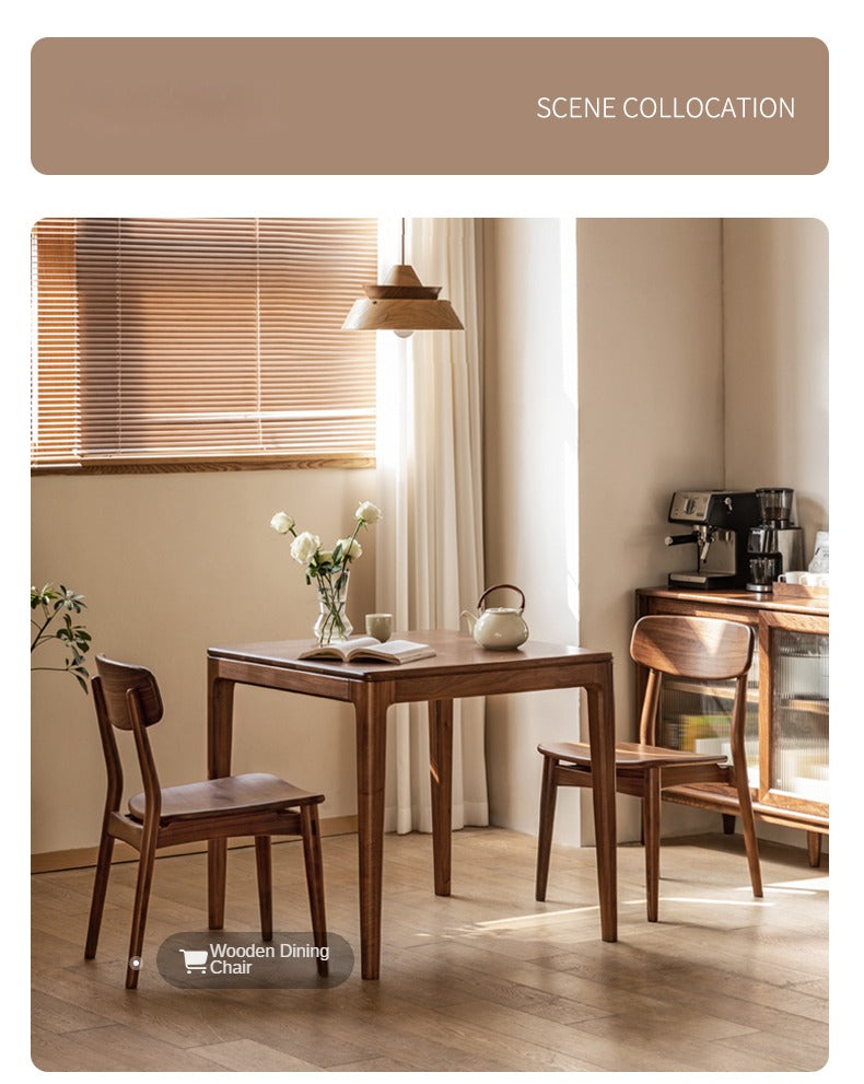 Black Walnut, Oak Solid Wood Square Rock Board Dining Table