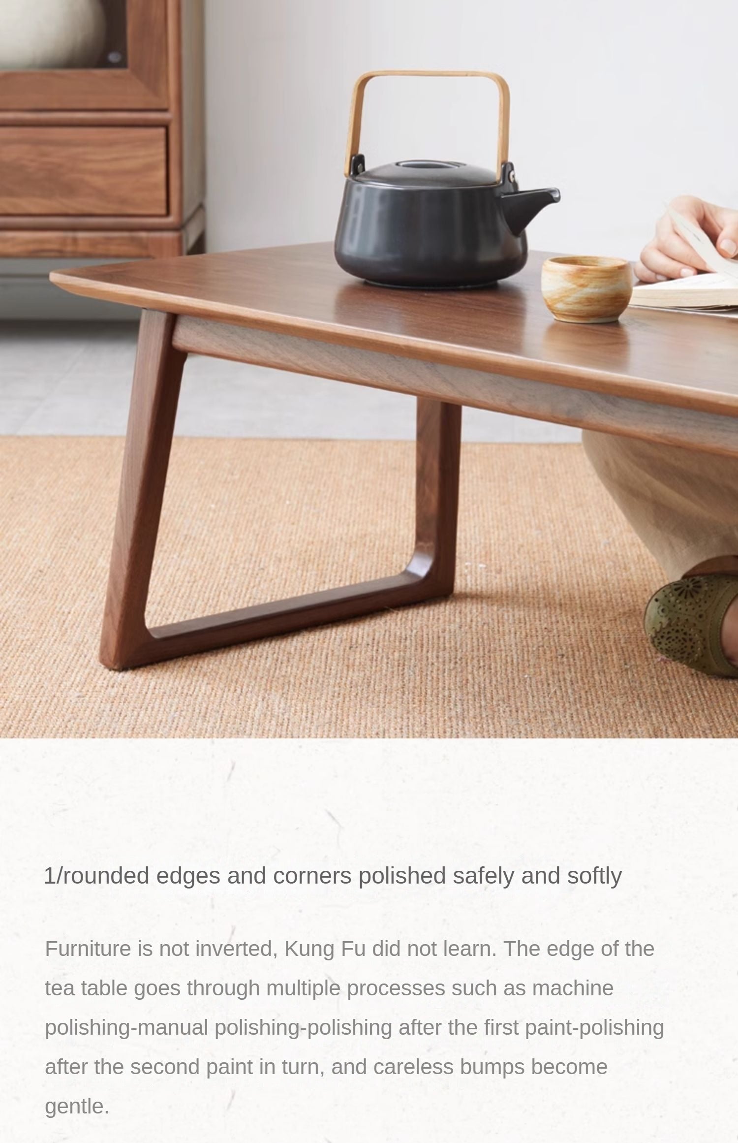 Black Walnut, Ash Solid Wood Low Small Coffee Table