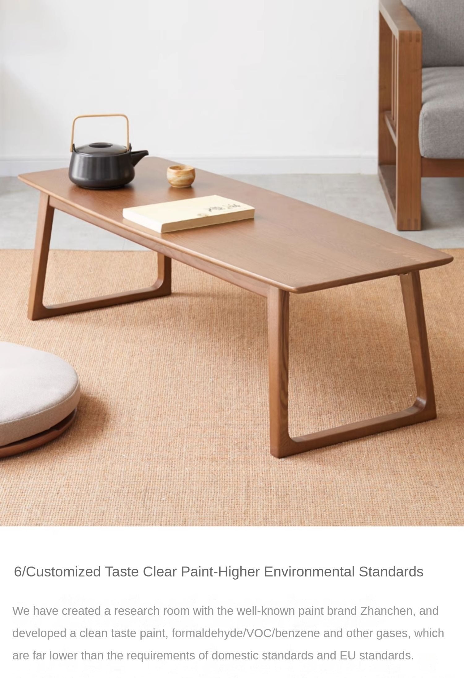 Black Walnut, Ash Solid Wood Low Small Coffee Table