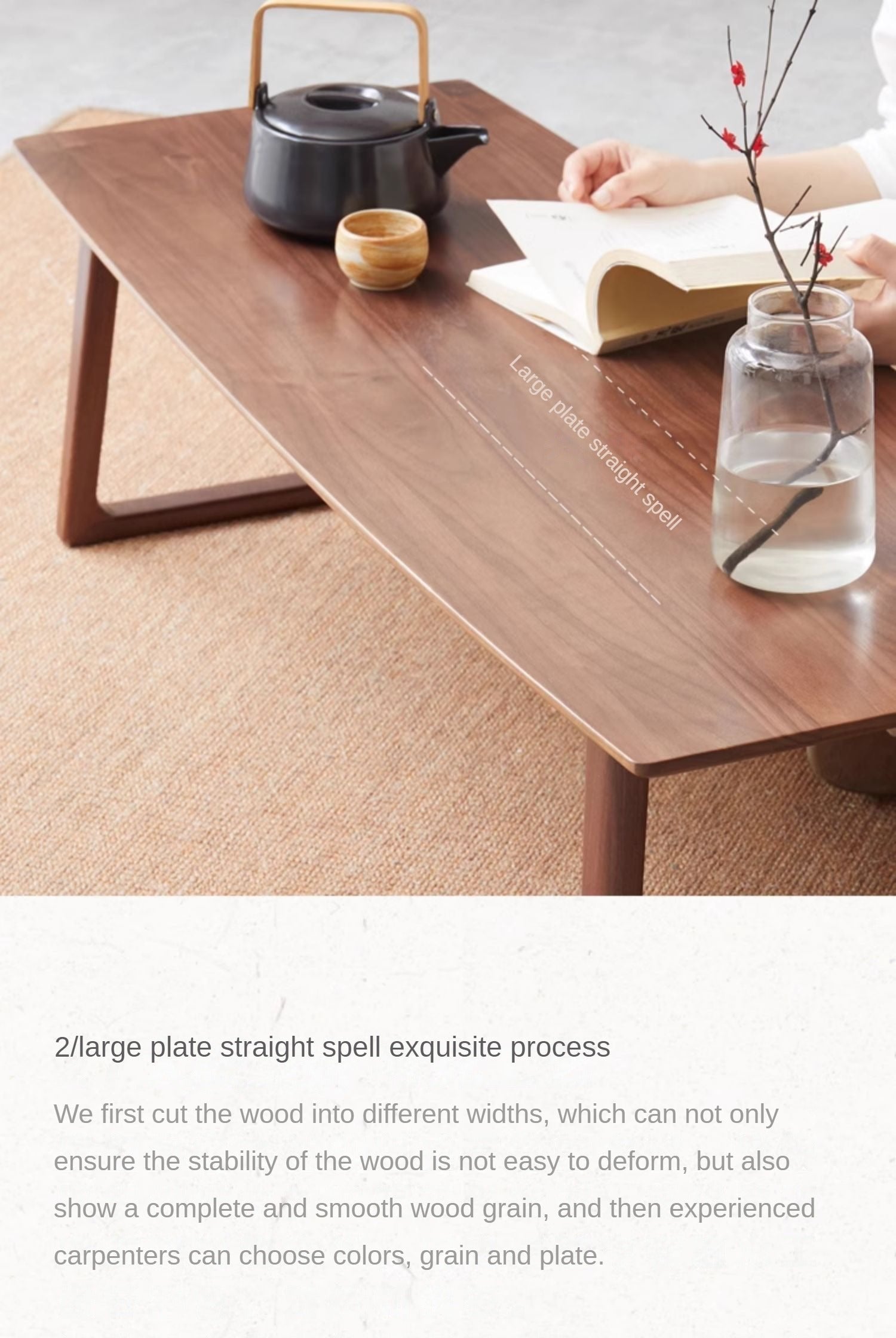 Black Walnut, Ash Solid Wood Low Small Coffee Table