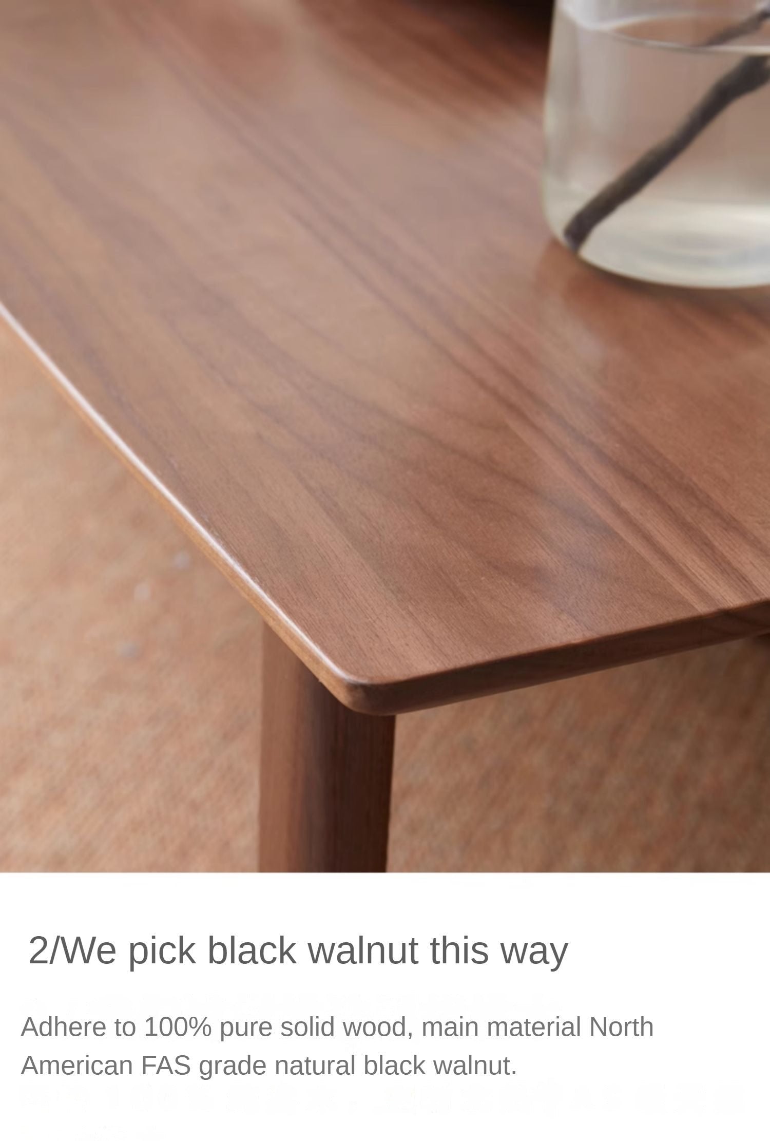 Black Walnut, Ash Solid Wood Low Small Coffee Table