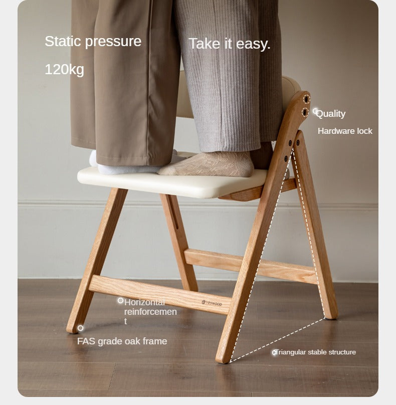 Solid Rubberwood, Oak Solid Wood Organic Leisure Folding Chair