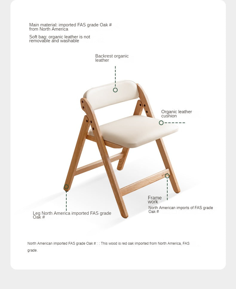Solid Rubberwood, Oak Solid Wood Organic Leisure Folding Chair
