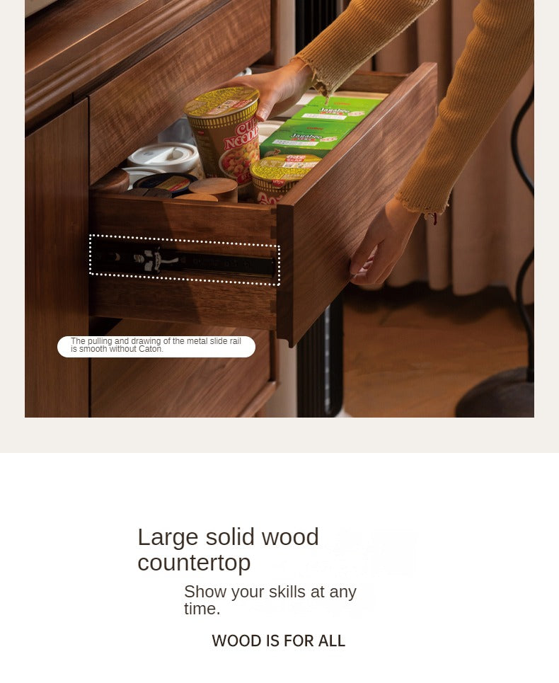 Black Walnut, Oak Solid Wood Rock Board Sideboard