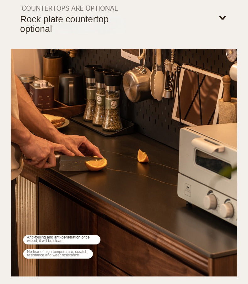 Black Walnut, Oak, Sandalwood, Ash, White Ash Solid Wood Rock Board Sideboard