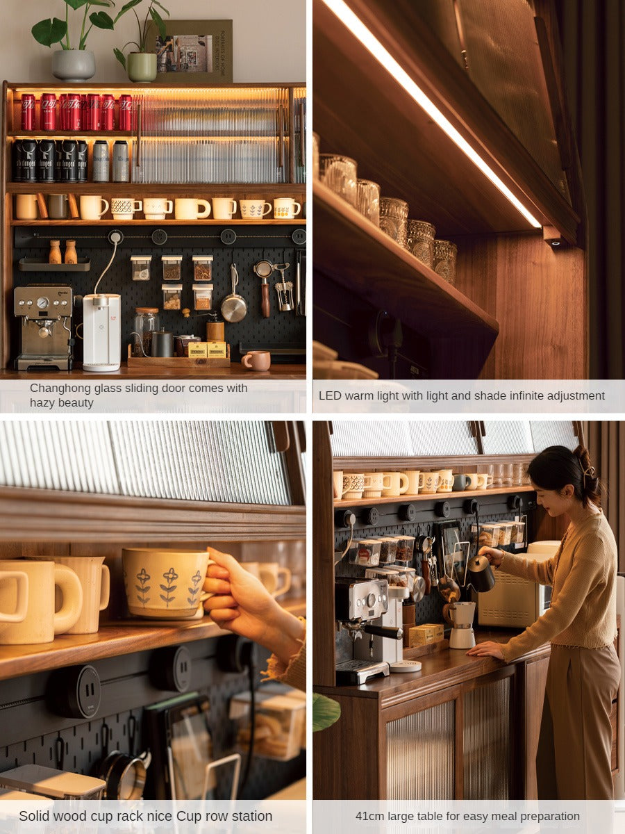 Black Walnut, Oak, Sandalwood, Ash, White Ash Solid Wood Rock Board Sideboard