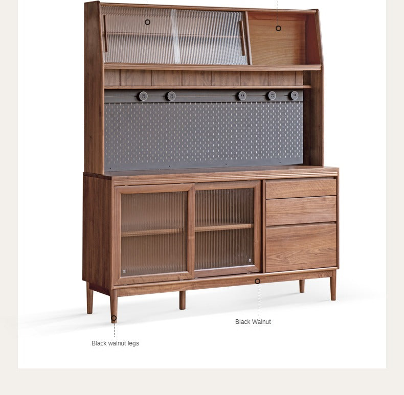 Black Walnut, Oak Solid Wood Rock Board Sideboard