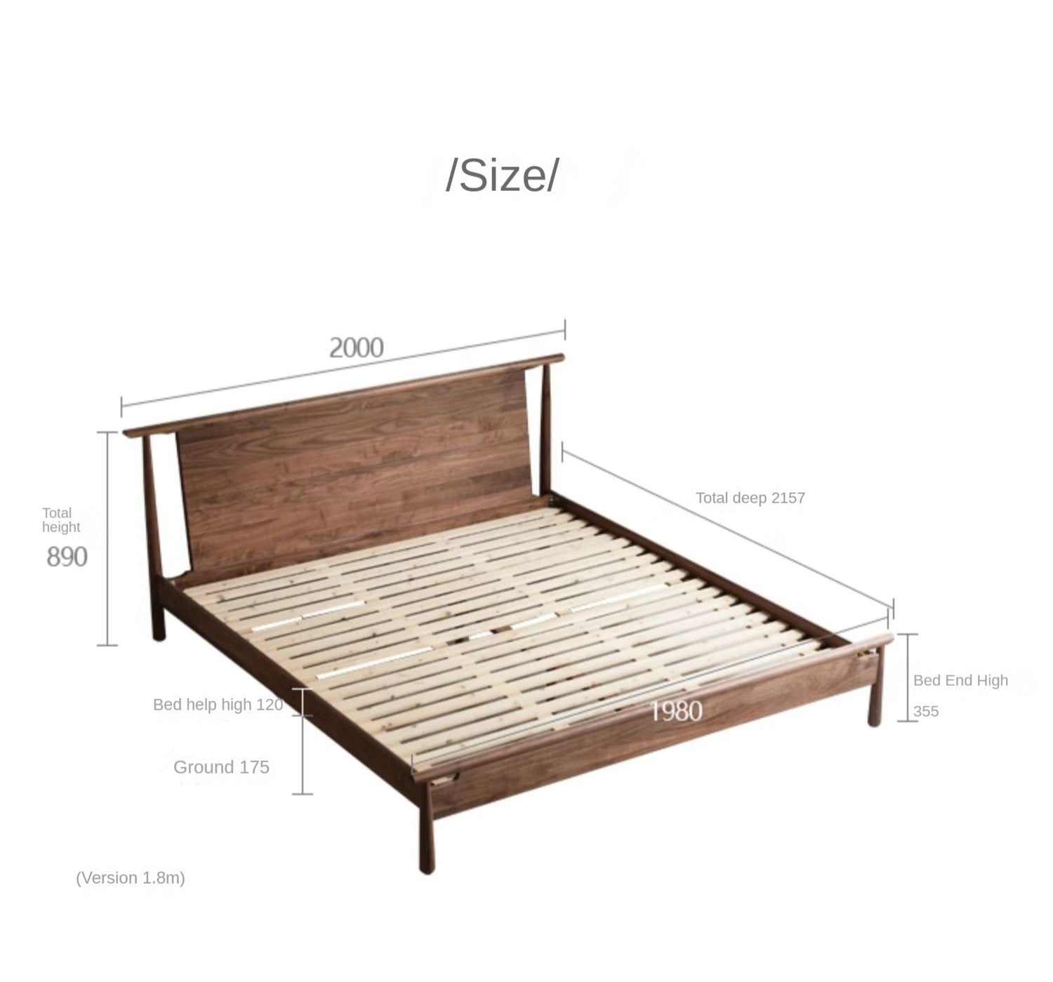 North American black walnut solid wood light luxury bed
