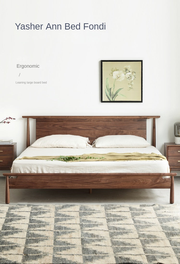 North American black walnut solid wood light luxury bed