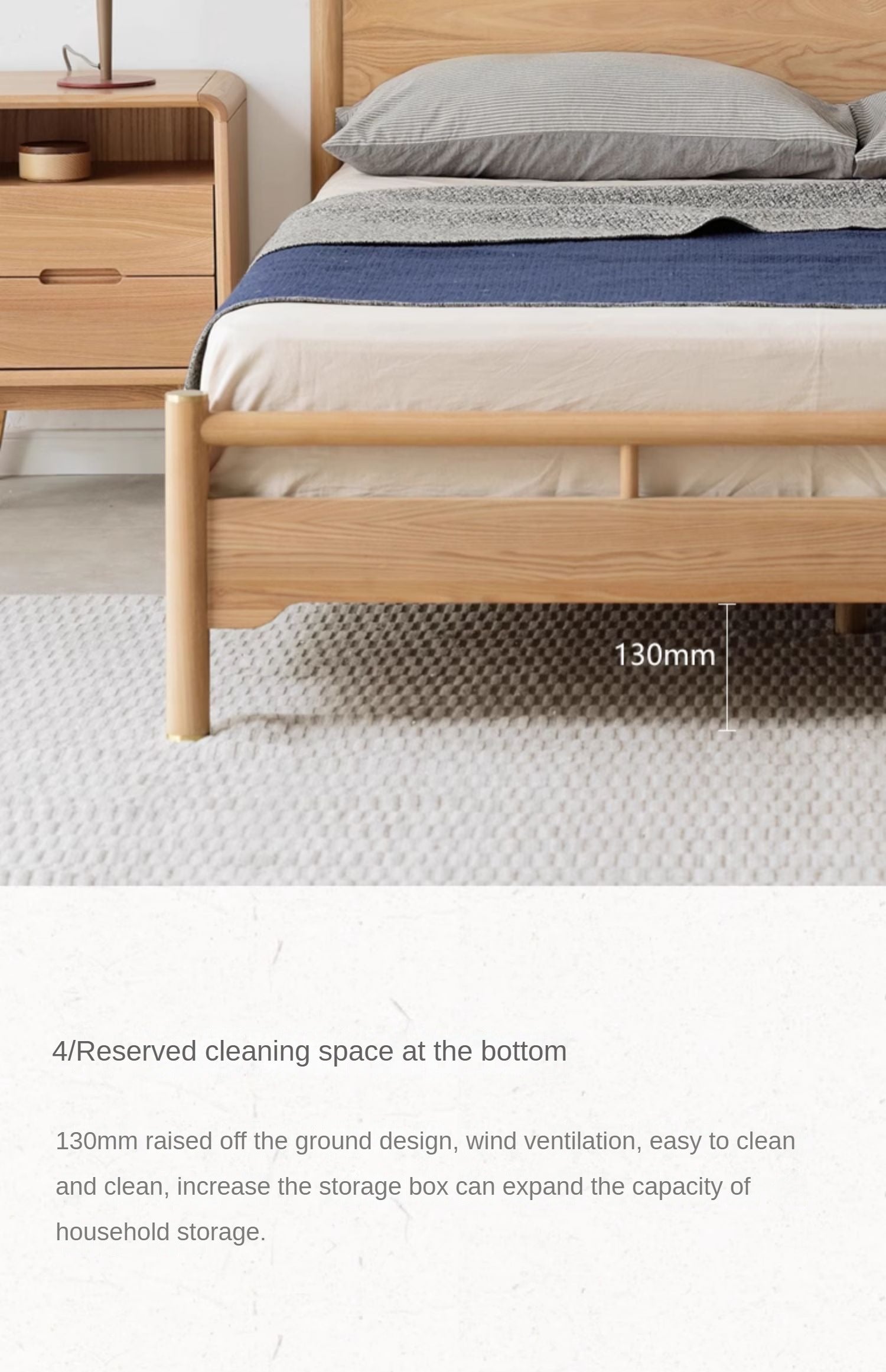Ash Solid Wood Nordic Simple Modern Bed