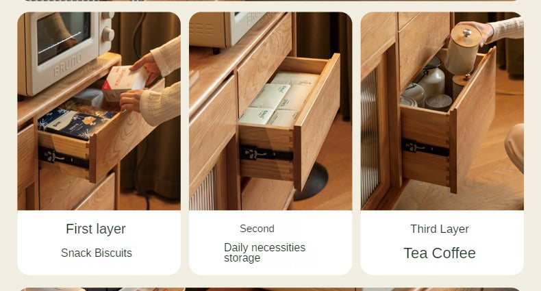 Cherry Solid Wood Medieval Style Dining Sideboard