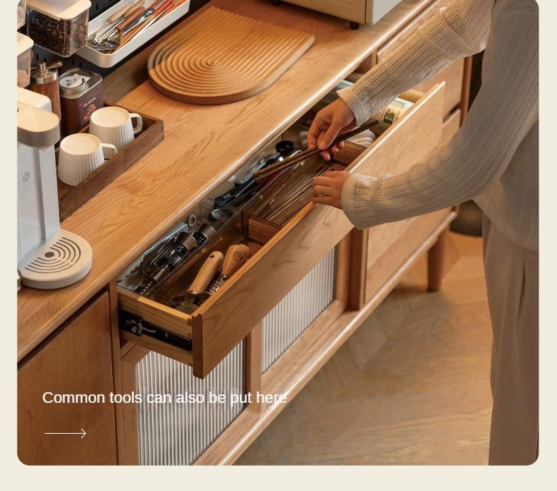 Cherry Solid Wood Medieval Style Dining Sideboard