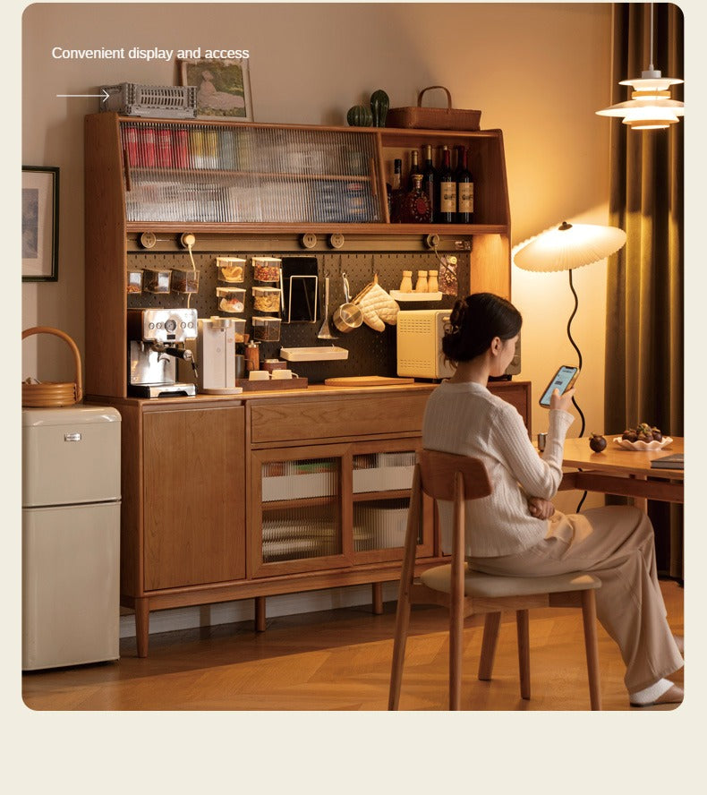 Cherry Solid Wood Medieval Style Dining Sideboard