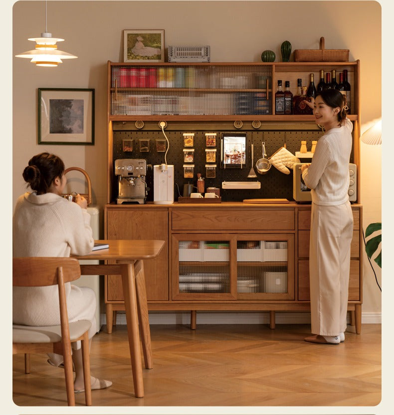 Cherry Solid Wood Medieval Style Dining Sideboard