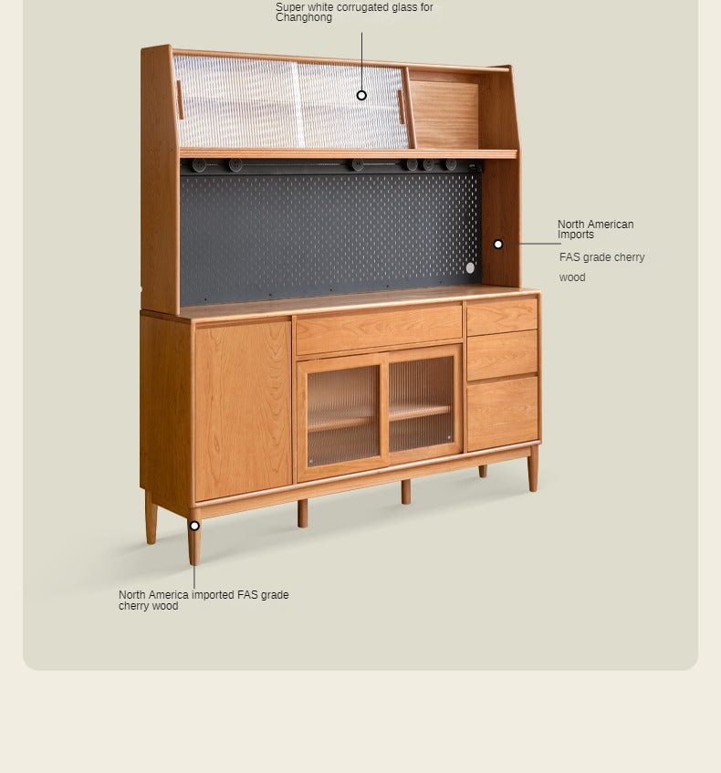 Cherry Solid Wood Medieval Style Dining Sideboard