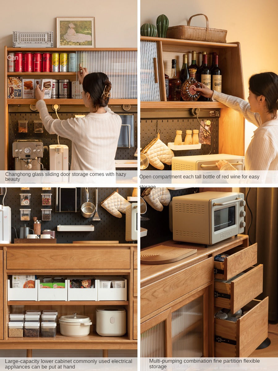 Cherry Solid Wood Medieval Style Dining Sideboard