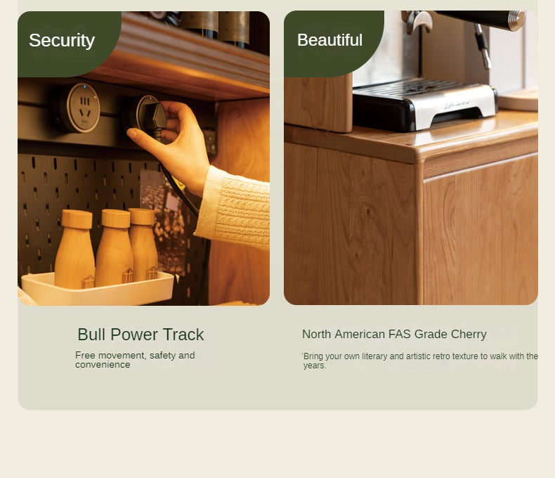 Cherry Solid Wood Medieval Style Dining Sideboard