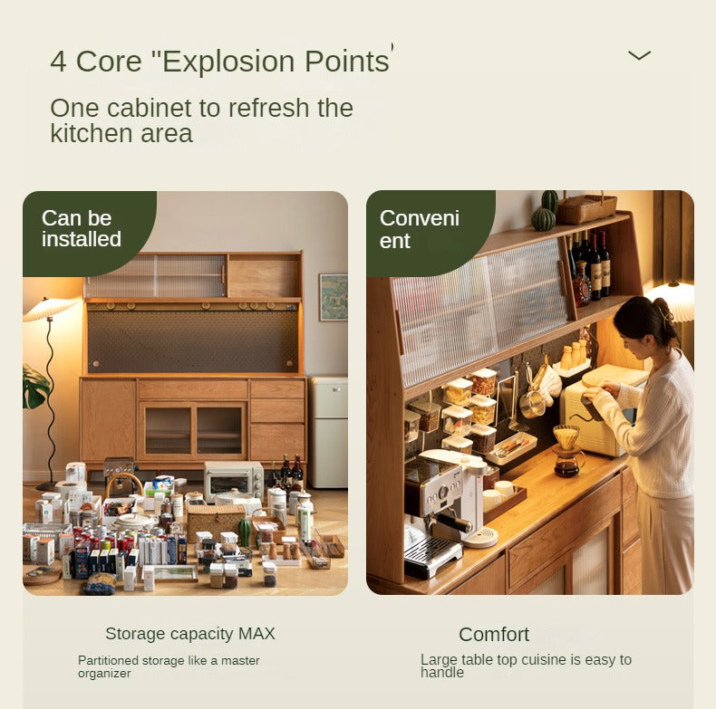 Cherry Solid Wood Medieval Style Dining Sideboard