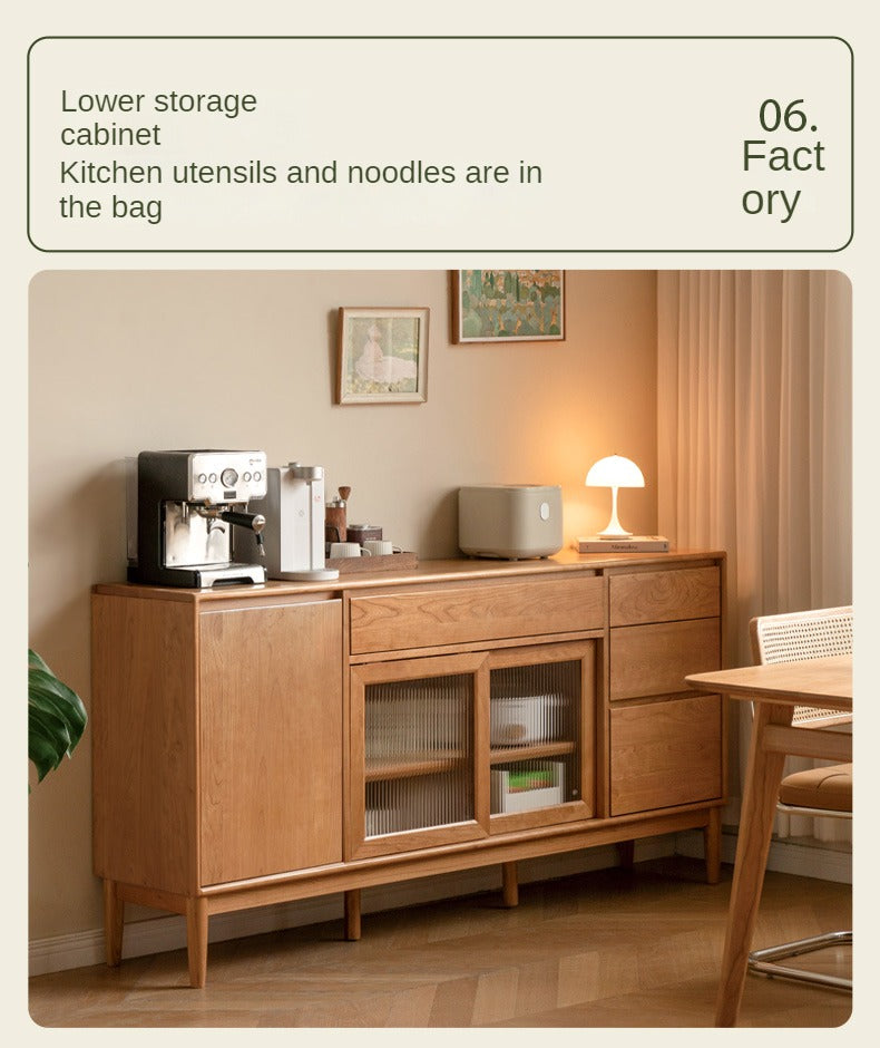 Cherry Solid Wood Medieval Style Dining Sideboard