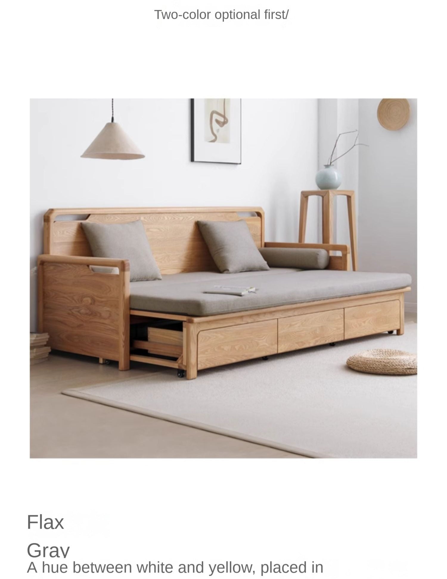 Ash Solid Wood Retractable Multifunctional Box Sofa Bed.