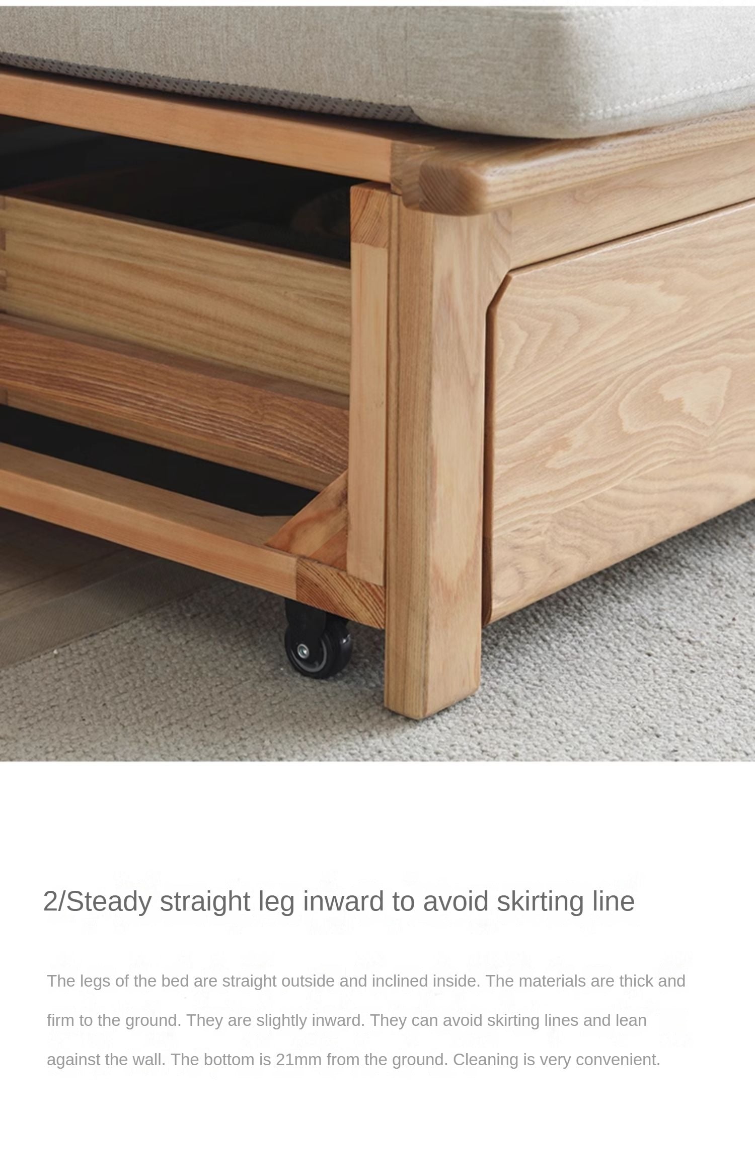 Ash Solid Wood Retractable Multifunctional Box Sofa Bed.