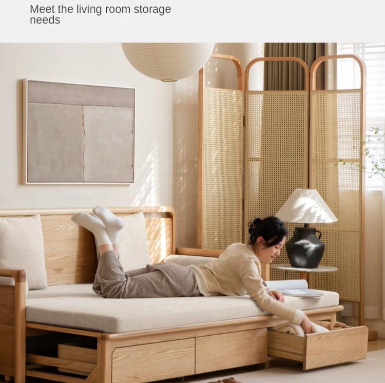 Oak Foldable Sofa Bed New Multifunctional Storage.