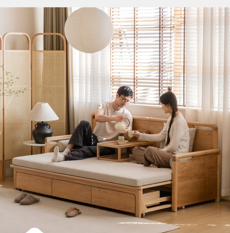 Oak Foldable Sofa Bed New Multifunctional Storage.