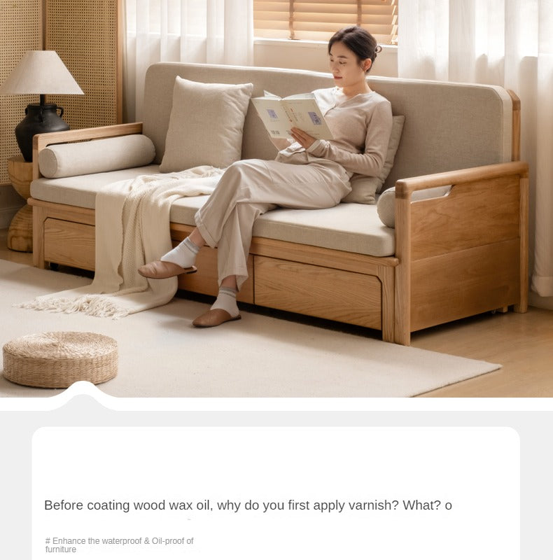 Oak Foldable Sofa Bed New Multifunctional Storage.