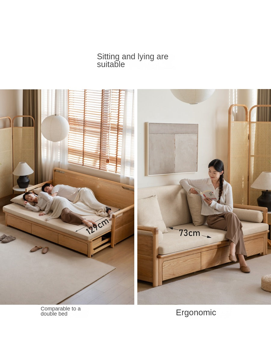 Oak Foldable Sofa Bed New Multifunctional Storage.