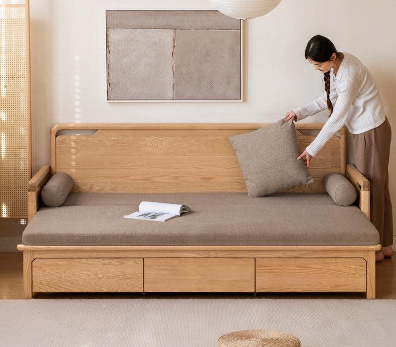 Oak Foldable Sofa Bed New Multifunctional Storage.