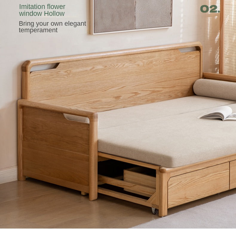 Oak Foldable Sofa Bed New Multifunctional Storage.