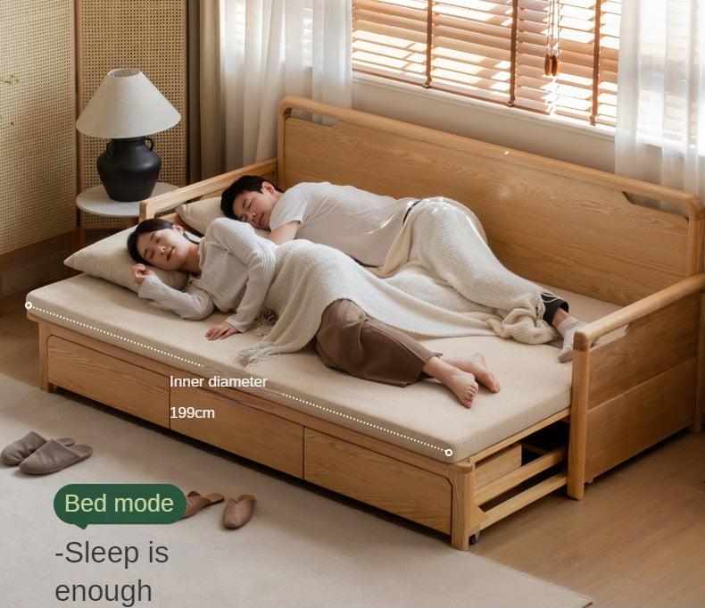 Oak Foldable Sofa Bed New Multifunctional Storage.